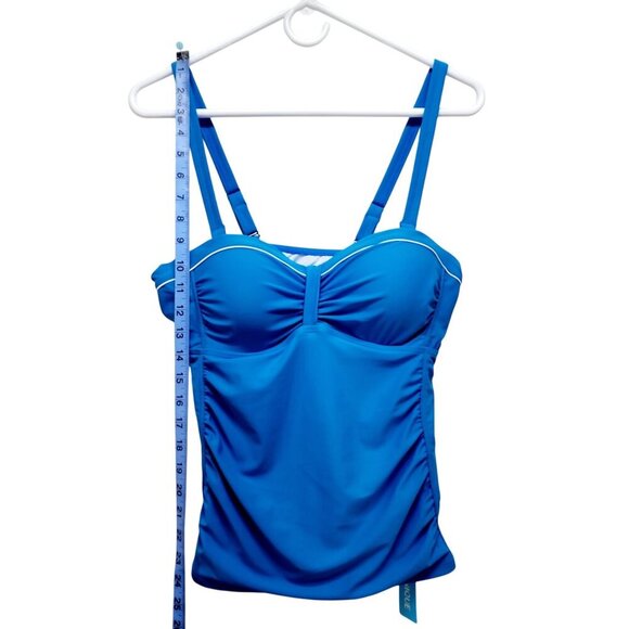 Womens Yonique Blue Tankini Swim Top Adjustable Straps Nylon Size M - Picture 9 of 12